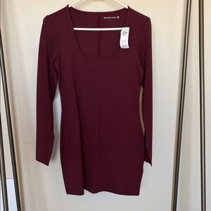 Abercrombie & Fitch Maroon Long Sleeve Dress